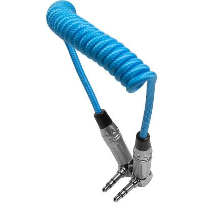 Coiled 3.5mm Right Angle TRS Stereo Audio Cable