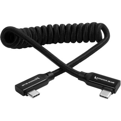 12-24" Coiled USB C 3.1 Right Angle Braided C