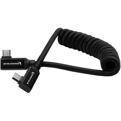 12-24" Coiled USB C 3.1 Right Angle Braided C